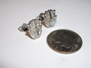 #42 Mini White Gold SF Crest Stud Earrings