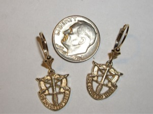 #48 Small SF Crest Yellow Gold Dangle Earrings