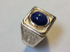 #94 SF 3 Panel Gold Ring With Blue Gem